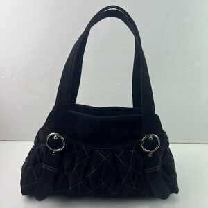 VERA BRADLEY Black Microfiber Quilted Satchel Shoulder Bag Purse